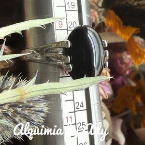 Black onyx and Silver Ring